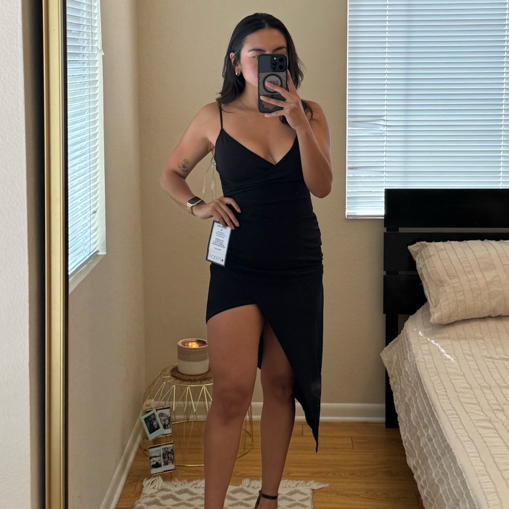 Elegant Black Asymmetrical Dress